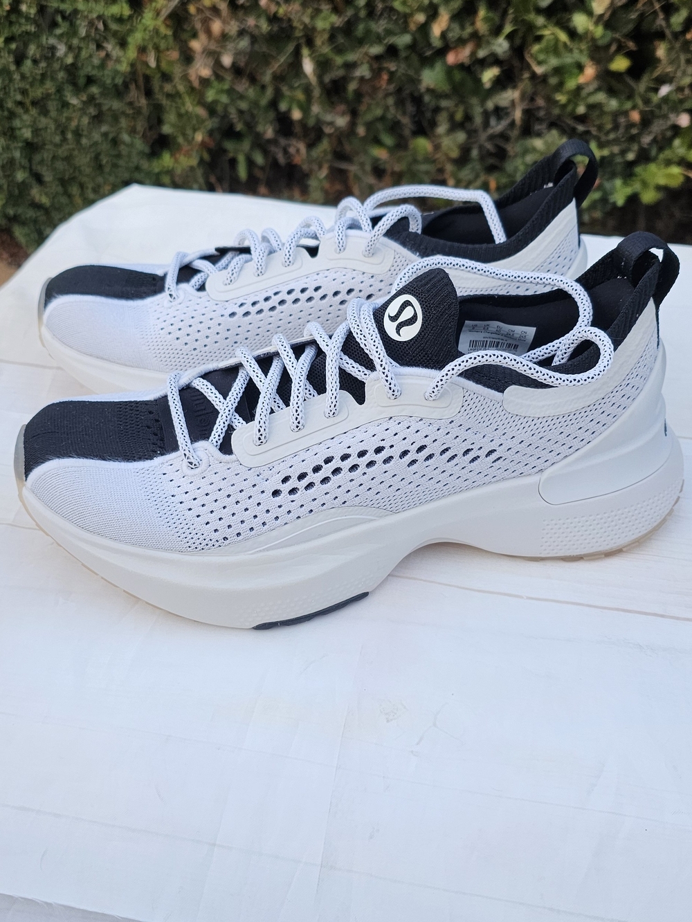 lululemon athletica Chargefeel 3 White and Black Women's Knit Platform Sneakers